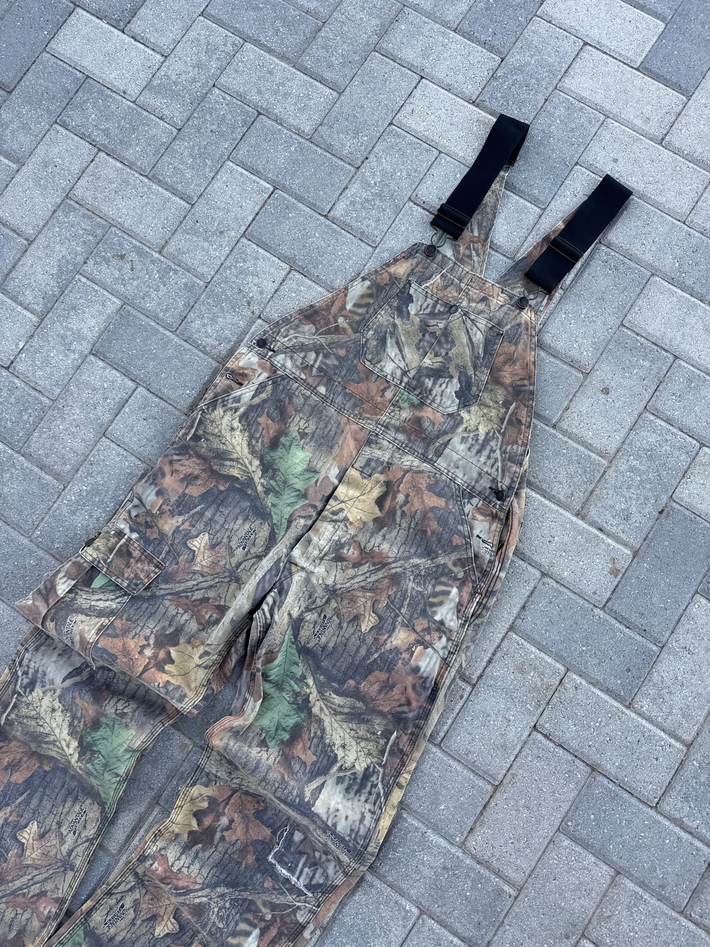 (36x34) Vintage Rattlers Advantage Wood Camo Cargo Overalls