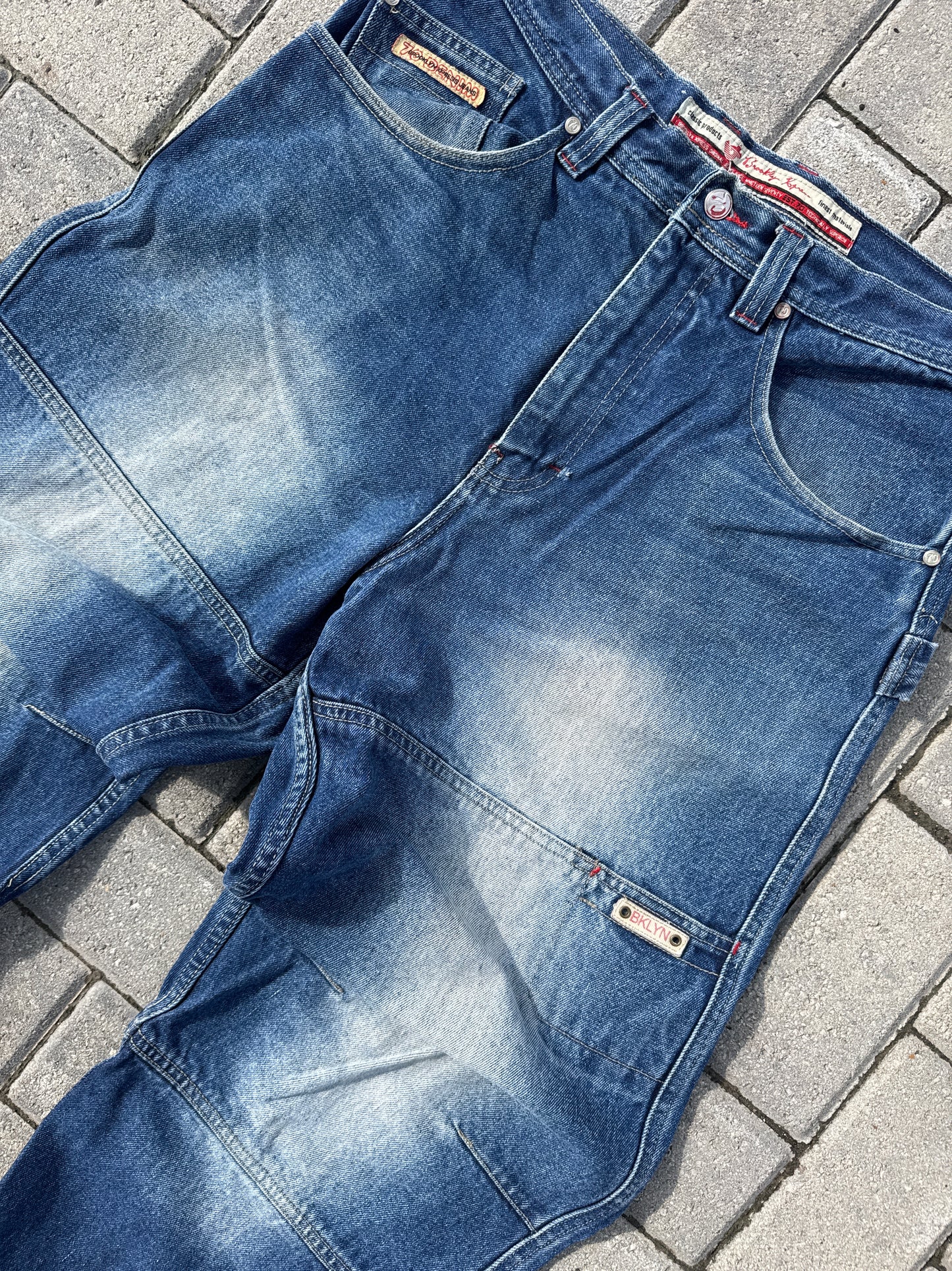 (32x32) Brooklyn Y2K Baggy Double-Knee Denim Pants
