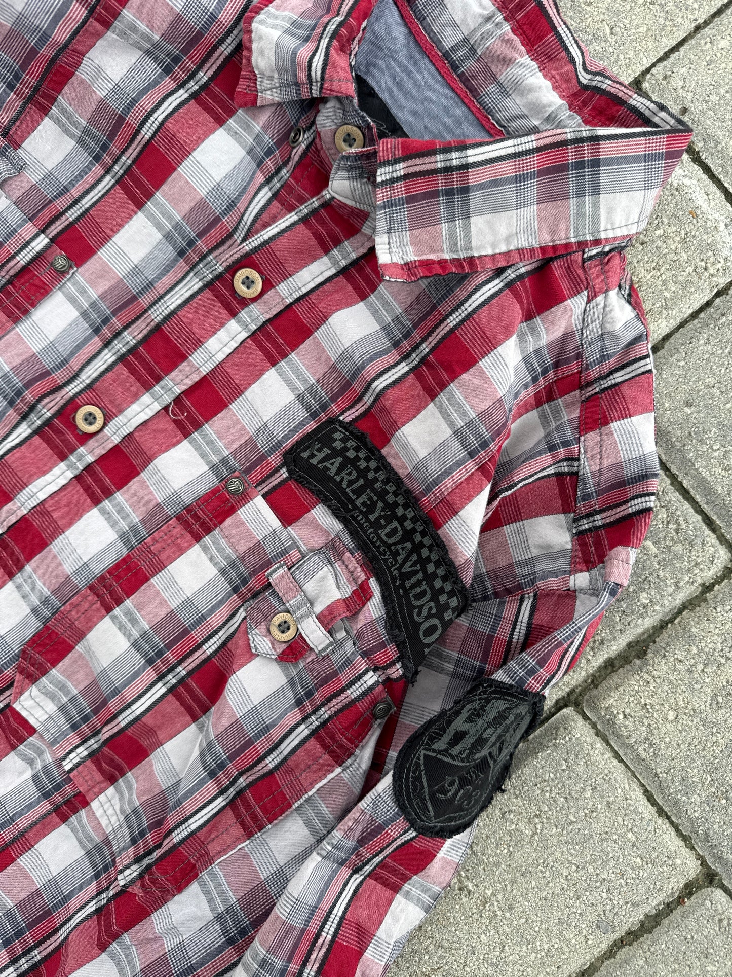 (XL) Harley Davidson Red Plaid Button-Up