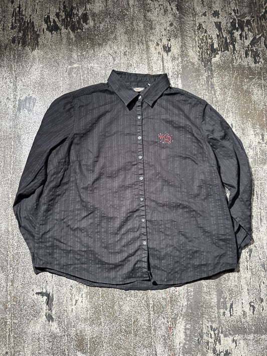 (2W) Black Harley Davidson Button Up