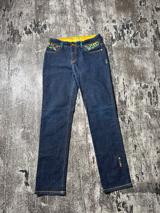 (Coogi Women Embroidered Rainbow Jeans