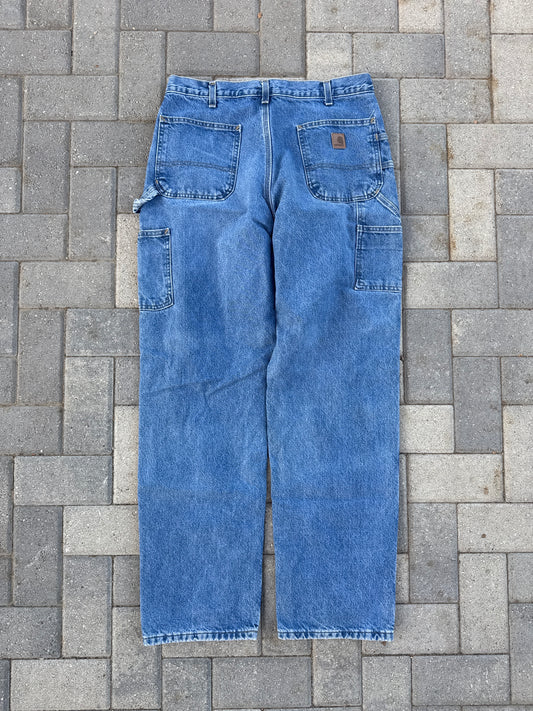 (35x34) Vintage Carhartt B236 Flannel Lined Denim Pants
