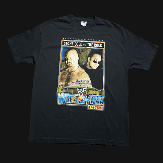 (XL) 90s WRESTLEMANIA X-Seven The Rock v. Stone Cold WWE Tee