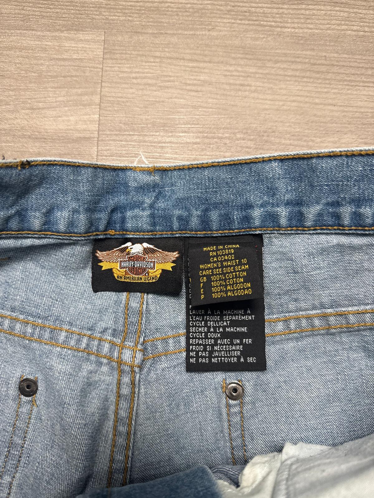 (33) Women Harley Davidson Side Snap Boot Cut Jeans