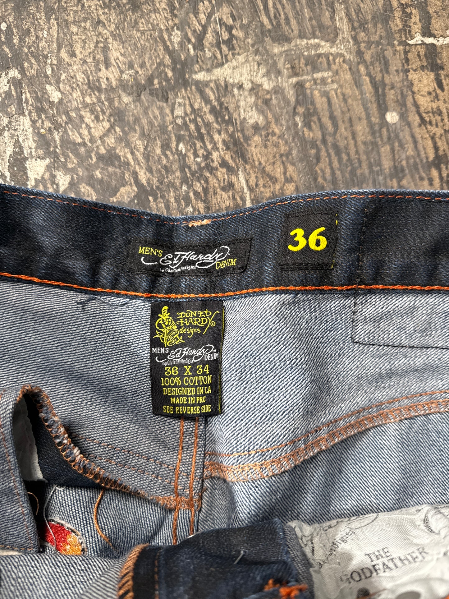(36x34) Y2K Men’s Ed Hardy Denims Embroidered