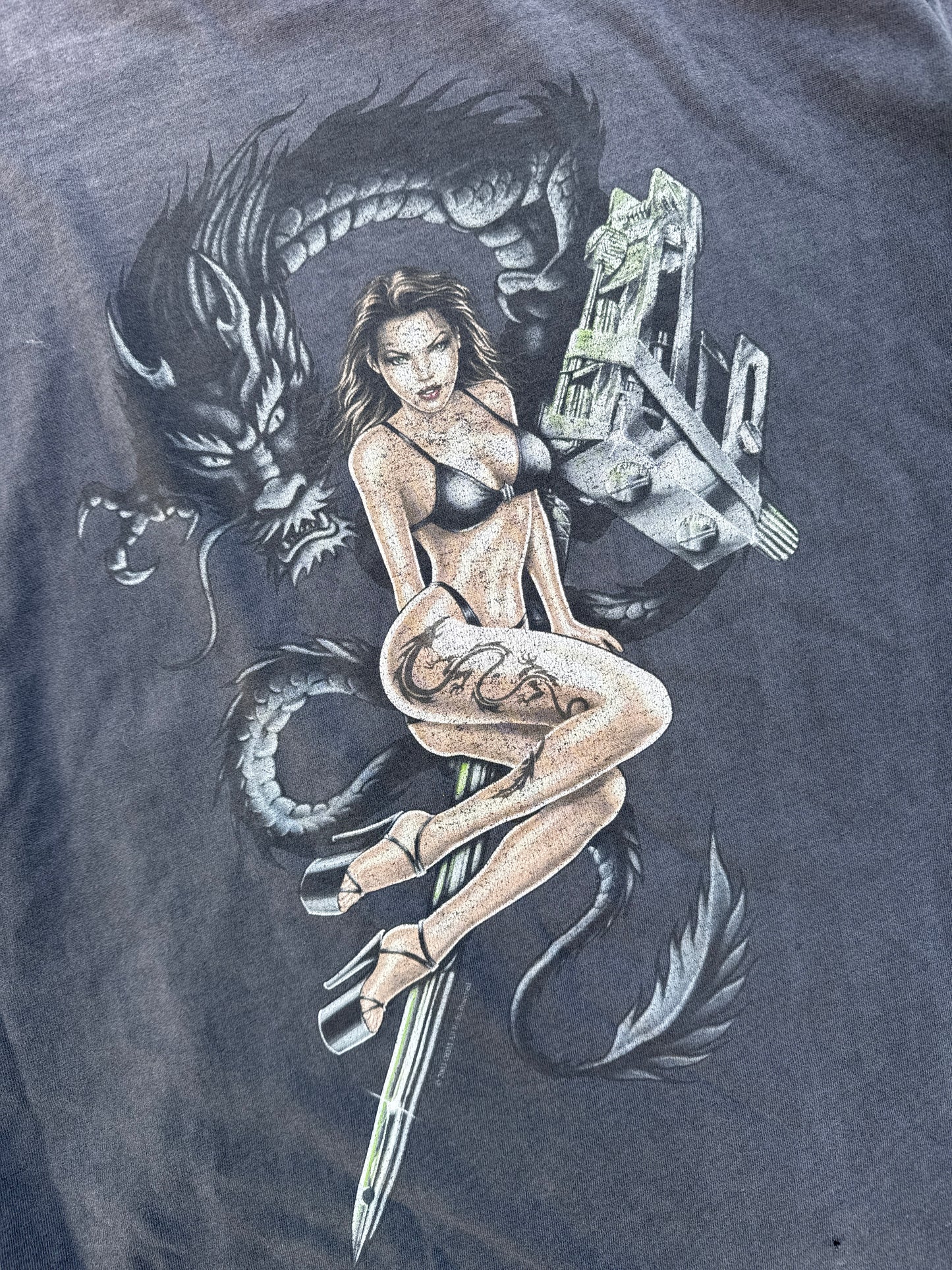 (XL) Girl with a Dragon Tattoo Distressed Tee