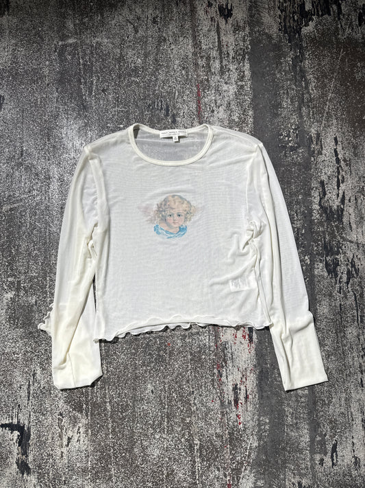 (S) Angel See Through Crop Top Longsleeve