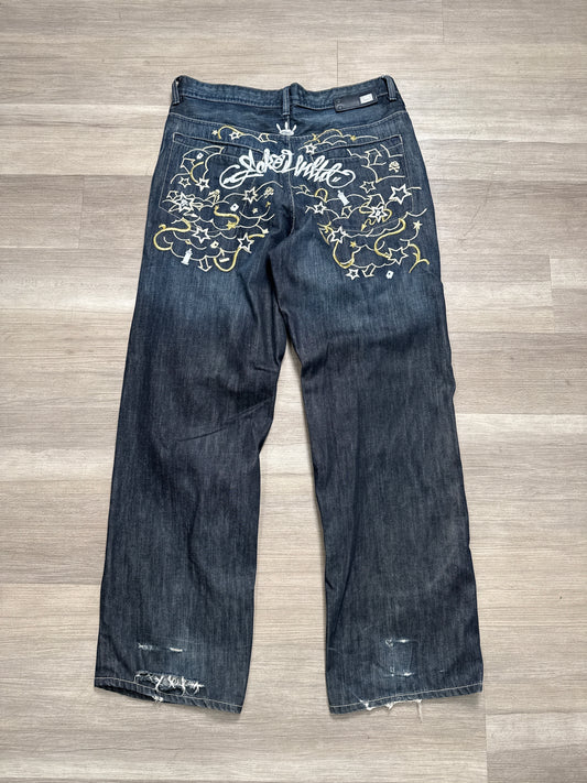 (36x34) Ecko Unltd Baggie Fit Embroidered Denims