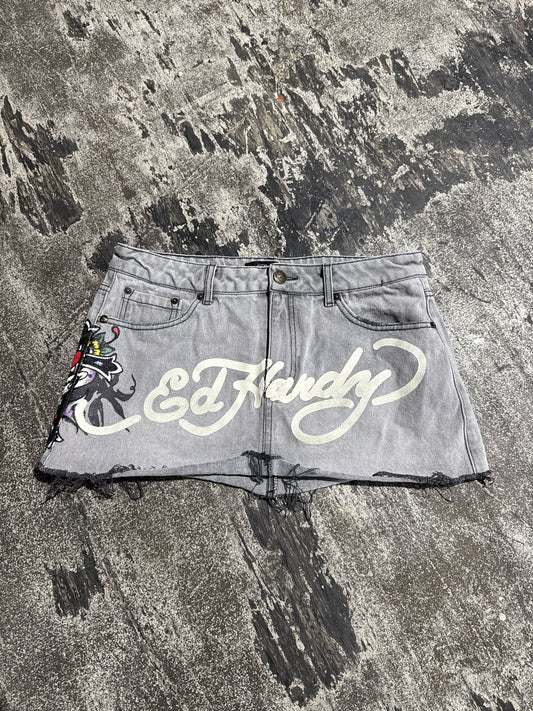 (L) Ed Hardy Y2K Distressed Skirt