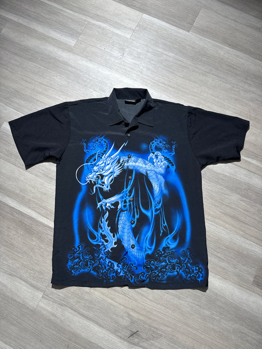 (L) ODO Short Sleeve Dragon Button Up