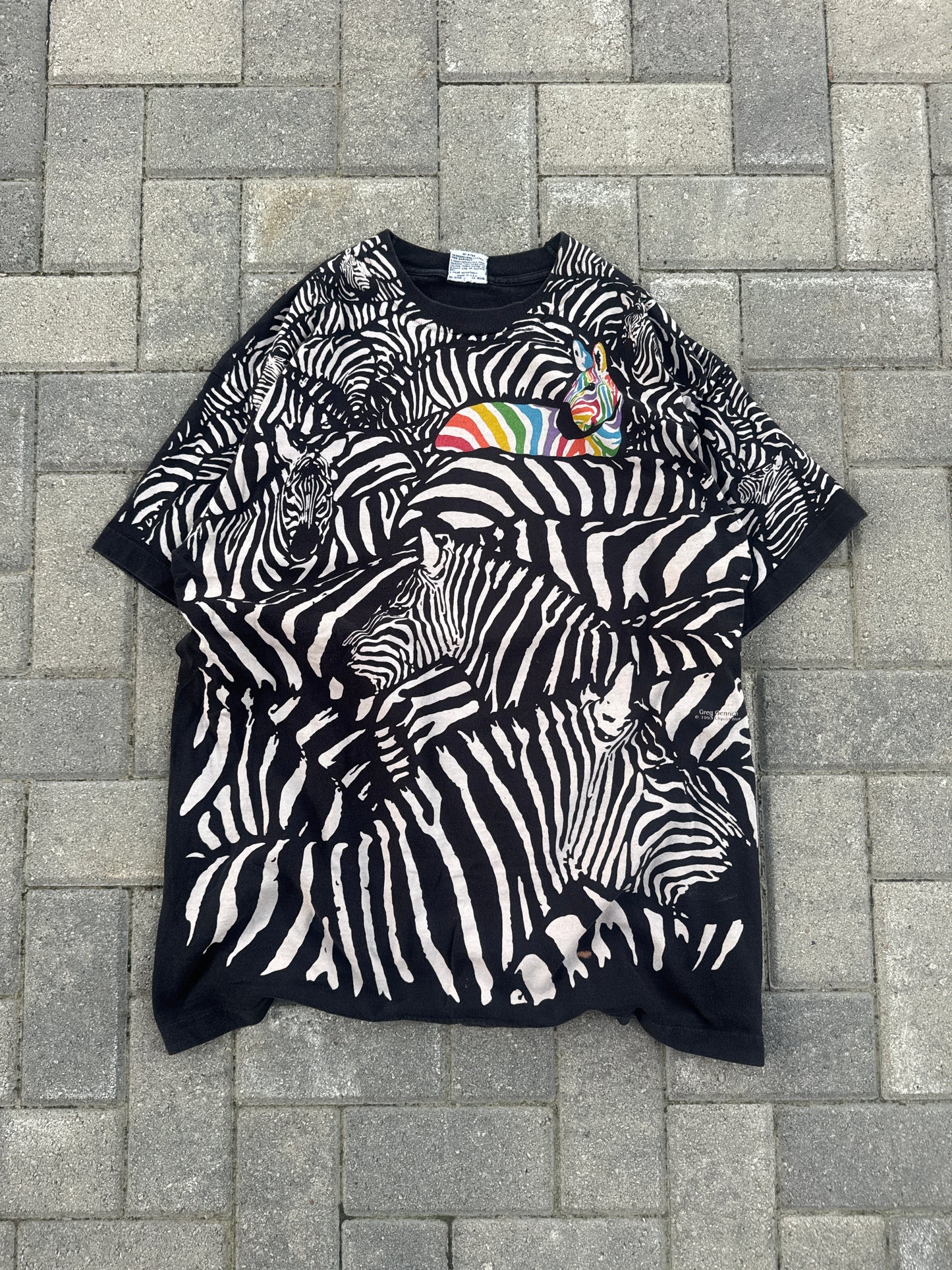 (XL) Vintage Zebra AOP Tee