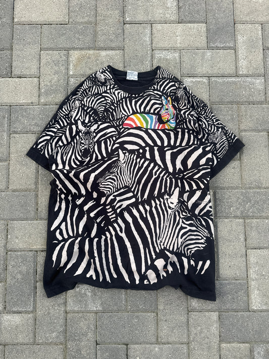 (XL) Vintage Zebra AOP Tee