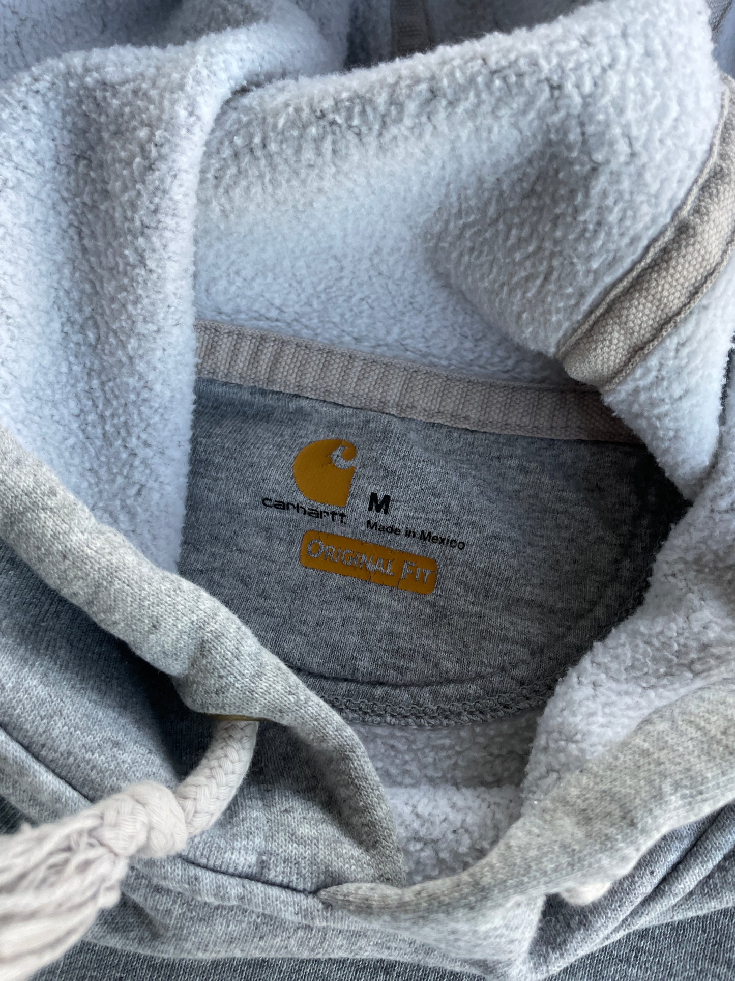 (M) Grey Carhartt Logo Sleeve Hoodie