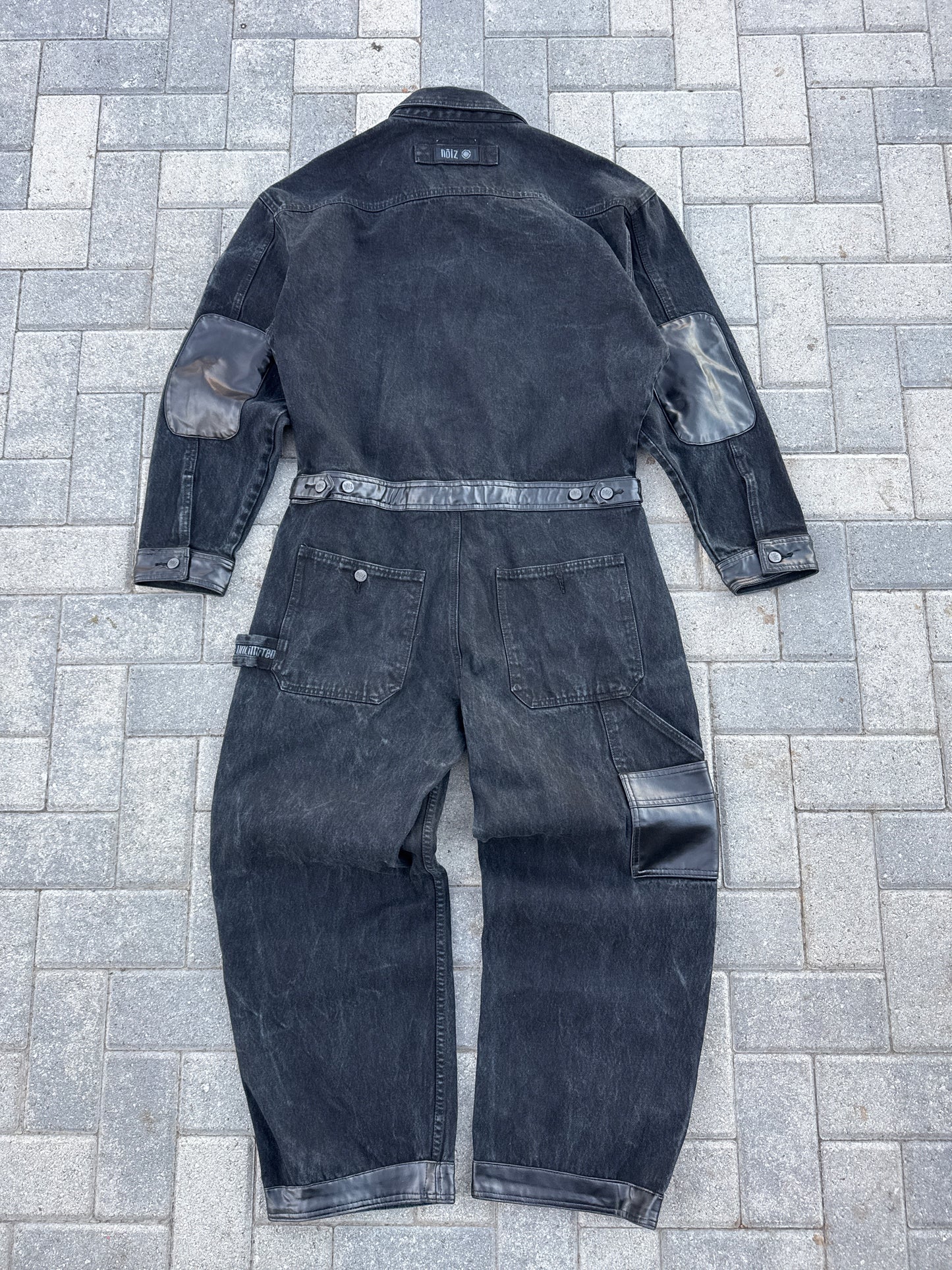 (M) Y2K Nōiz Black Leather Coveralls